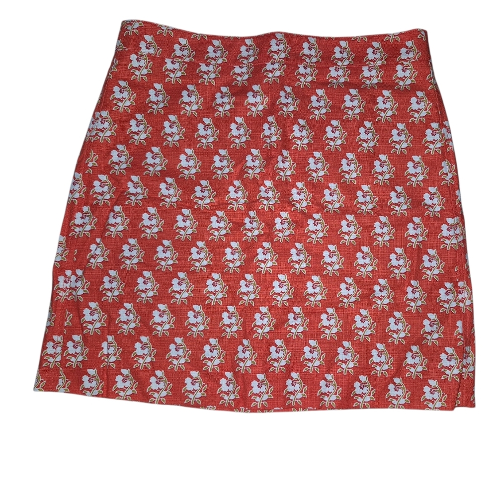 J. Crew Coral Floral Cotton Blend Mini  Skirt Size 4
